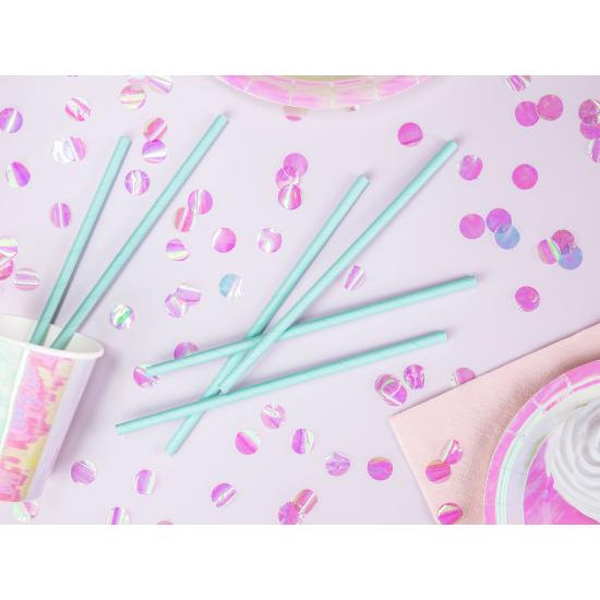 10 pajitas azules pastel de papel - Iridescent