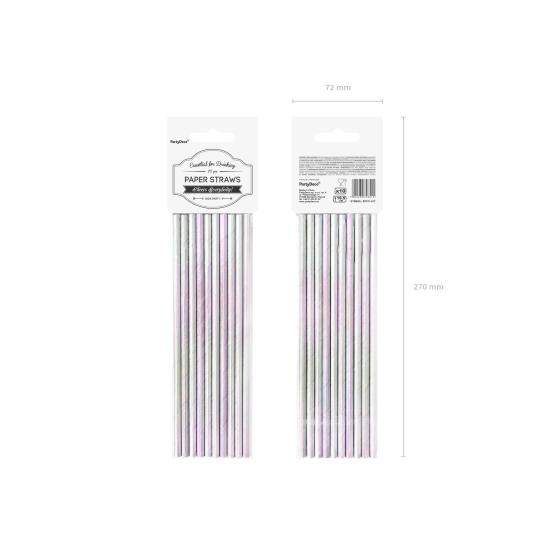 10 pajitas iridiscentes de papel - Iridescent