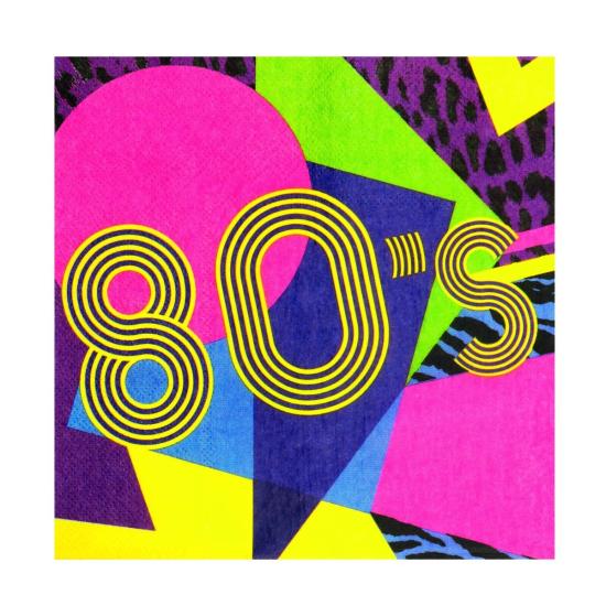 12 servilletas años 80 (33x33 cm) - Pop Party