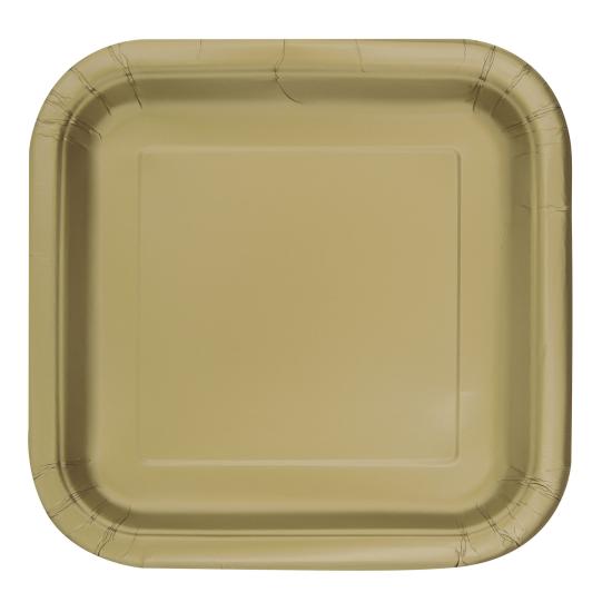 14 platos cuadrados dorados (23 cm) - Línea Colores Básicos
