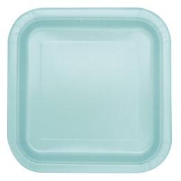 16 platos cuadrados pequeños verde menta (18 cm)