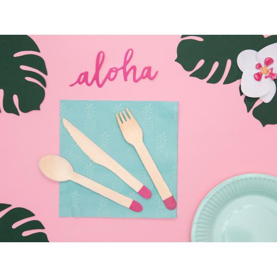 18 cubiertos rosas de madera (16cm) - Aloha Turquoise