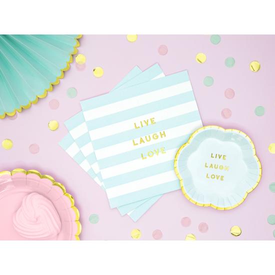 20 servilletas azul pastel con estampado "Live Laugh Love" de papel (33x33 cm) - Yummy
