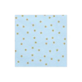 20 servilletas azules pastel con estrellas doradas de papel (33x33 cm)