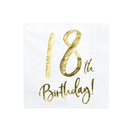 20 servilletas blancas "18th Birthday" de papel (33x33 cm) - Milestone birthday