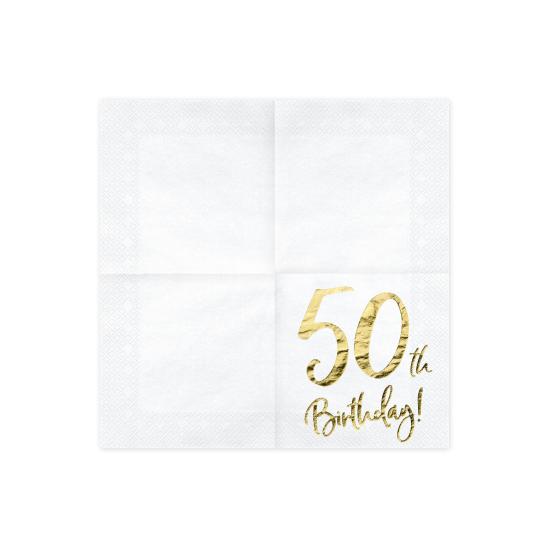 20 servilletas blancas "50th Birthday" de papel (33x33 cm) - Milestone birthday
