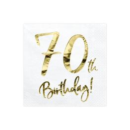 20 servilletas blancas "70th Birthday" de papel (33x33 cm) - Milestone birthday