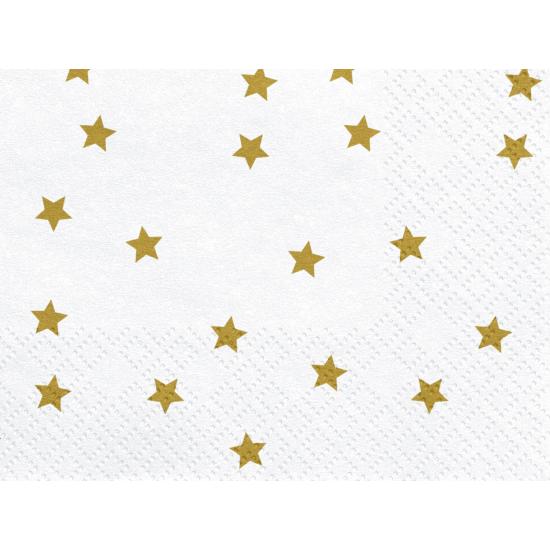 20 servilletas blancas con estrellas doradas de papel (33x33 cm)