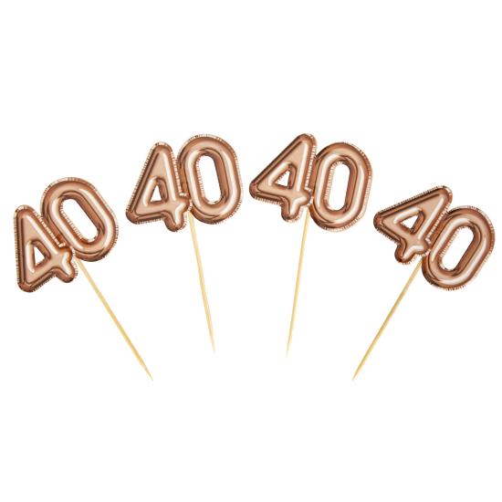 20 toppers decorativos "40" en oro rosa - Glitz & Glamour Pink & Rose Gold