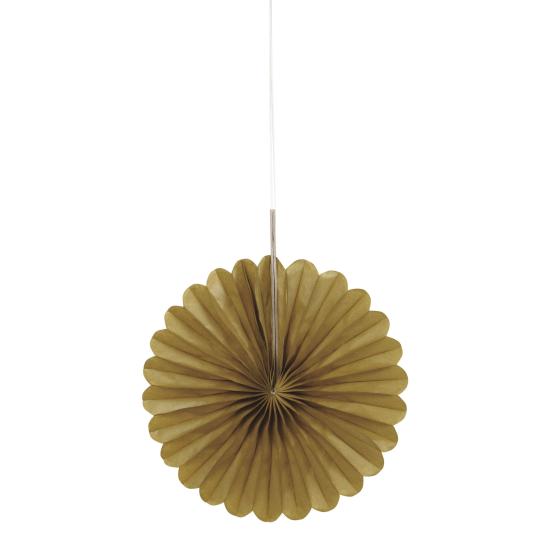 3 Abanicos de papel decorativos dorados (15,2 cm) - Línea Colores Básicos
