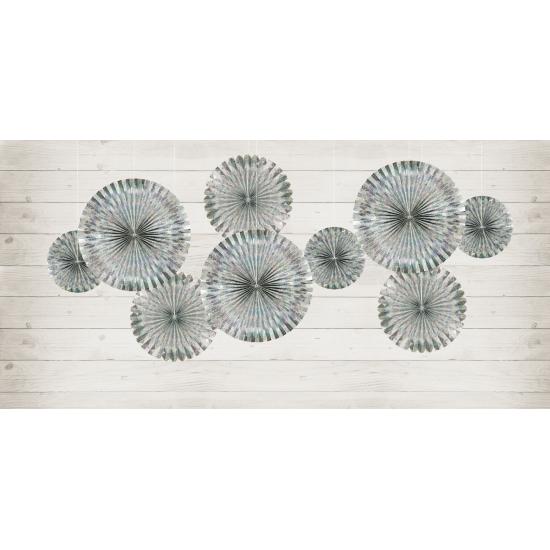 3 abanicos de papel decorativos holográficos