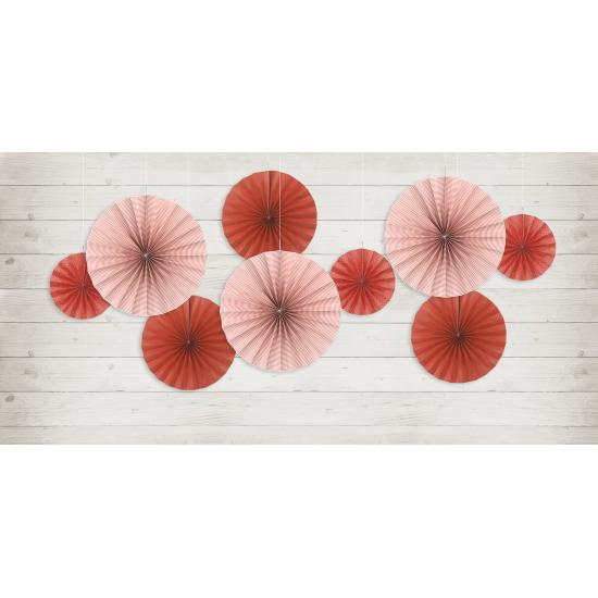 3 abanicos de papel decorativos rojos