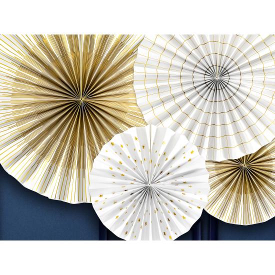 4 abanicos de papel decorativos blancos