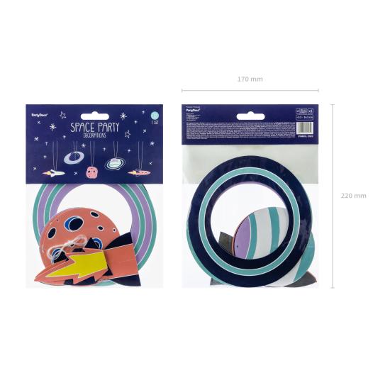 5 guirnaldas colgantes con figuras del espacio - Space Party