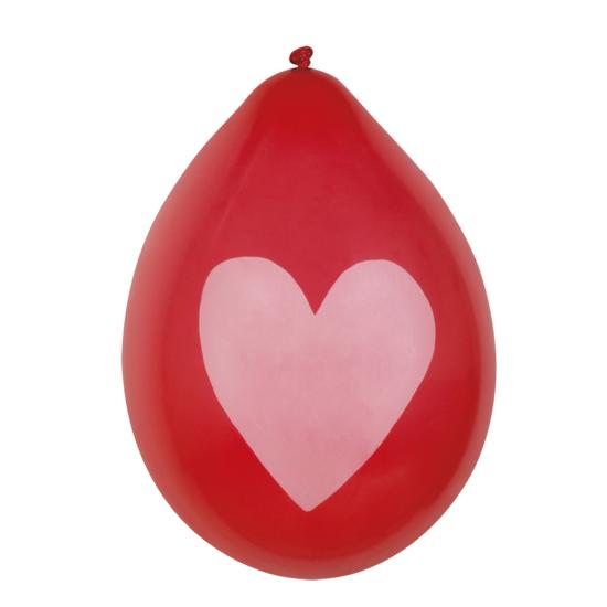 6 globos amor con corazones dorados (25 cm)