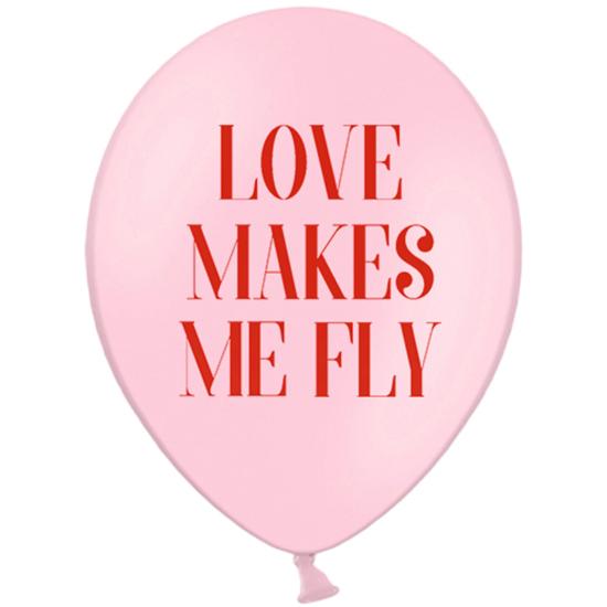 6 globos de látex "Love makes me fly" ( 30 cm) - Valentine Collection