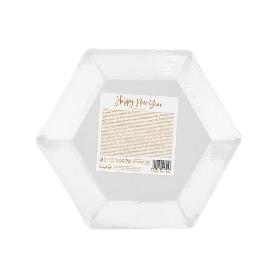 6 platos Fin de Año Happy New Year dorados (20 cm) - Jolly New Year