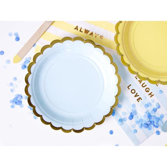 6 platos azules pastel de papel (18 cm) - Yummy