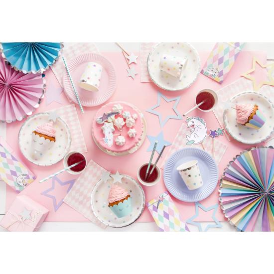 6 platos con estrellas de colores (18 cm) - Unicorn Collection