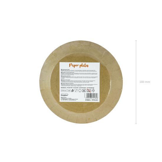 6 platos de papel Kraft - Natural Wedding (18 cm)