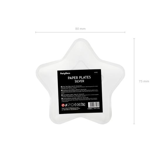 6 platos plateados con forma de estrella de papel (18 cm) - New Year’s Eve & Carnival