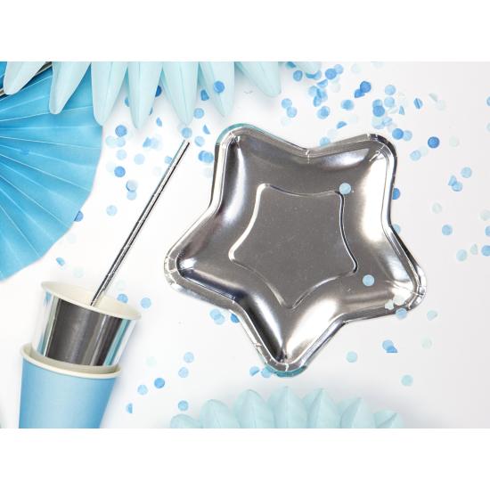 6 platos plateados con forma de estrella de papel (18 cm) - New Year’s Eve & Carnival