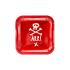 6 platos rojos cuadrados "Arr!" de papel (20 cm) - Pirates Party