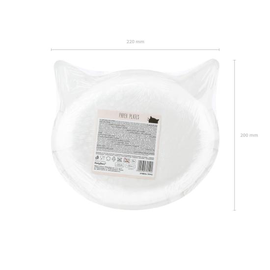 6 platos rosas con forma de gato de papel (22x20 cm) - Meow Party