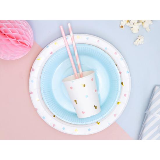 6 vasos blancos estampados multicolor de papel - Unicorn