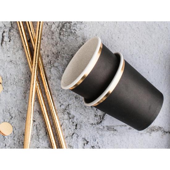 6 vasos negros con borde dorado de papel - New Year’s Eve Collection