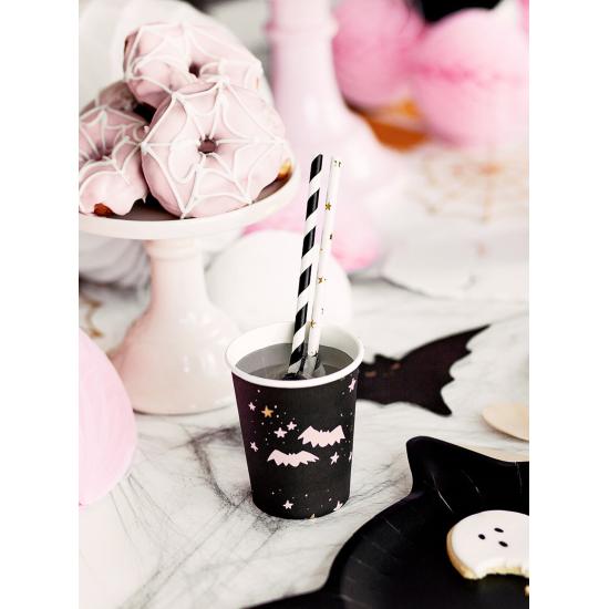 6 vasos negros y rosas - Boo!