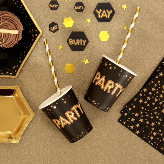 8 vasos "Party" de papel - Glitz & Glamour Black & Gold