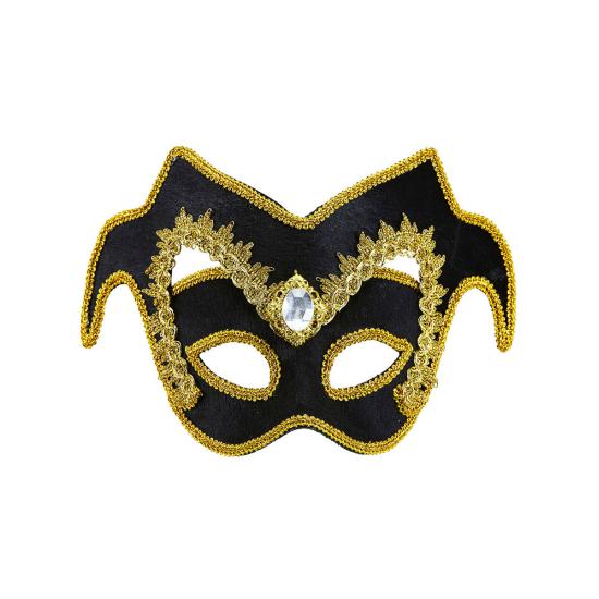 Antifaz Corte Veneciano con gema y ribete para adulto