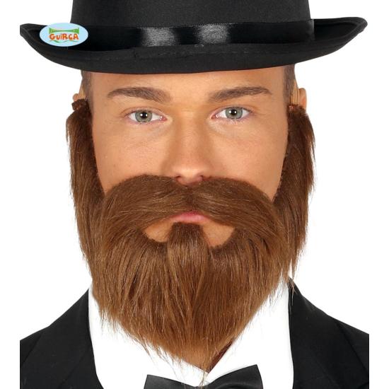 Barba y bigote castaña lisa para hombre