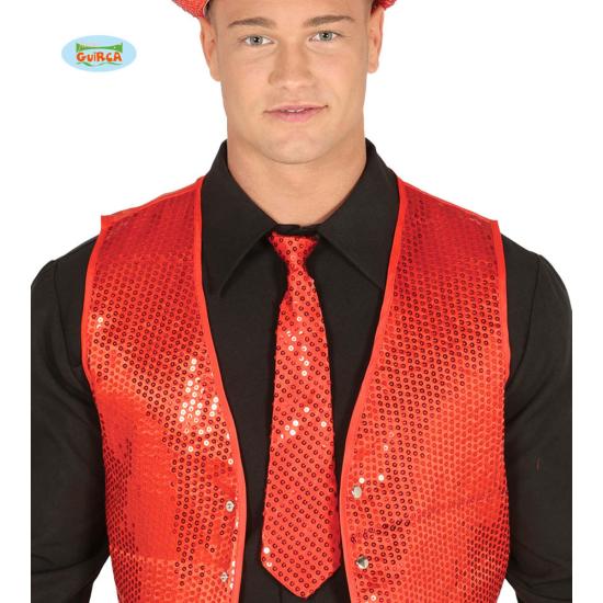 Corbata de lentejuelas roja para adulto