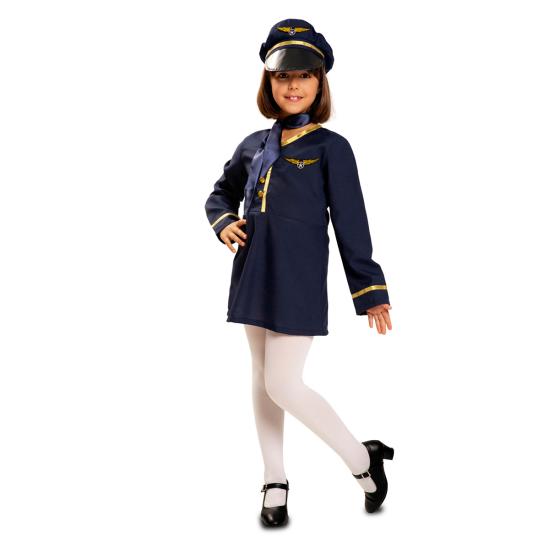 Disfraz de asistente de vuelo para niña