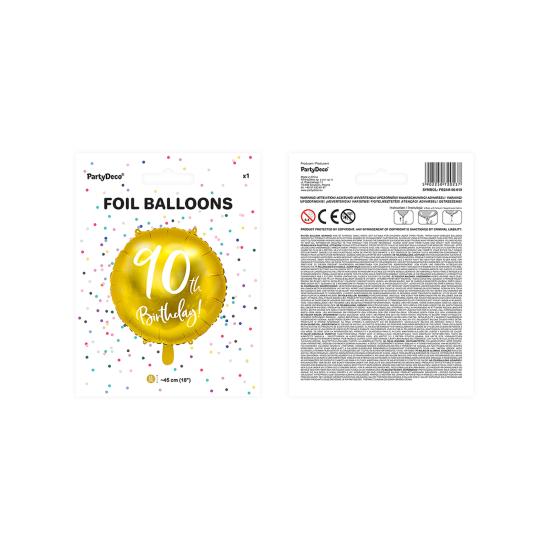 Globo 90 th Birthday dorado (45 cm)