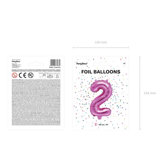 Globo foil "2" rosa oscuro