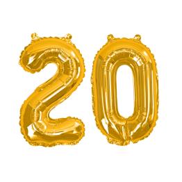 Globo foil "20" en dorado - Glitz & Glamour Black & Gold 40cm