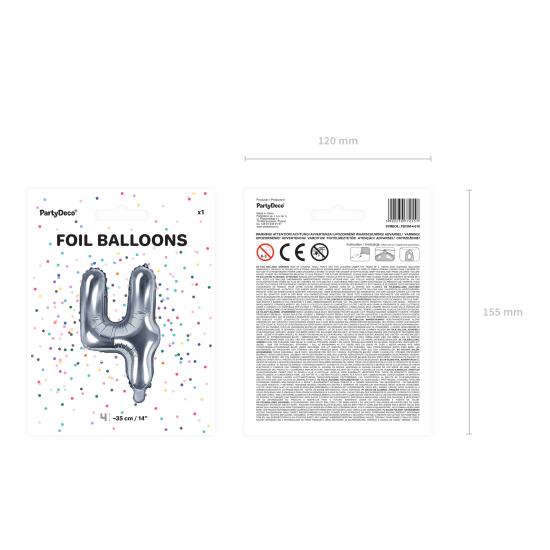 Globo foil "4" plateado