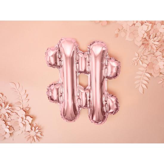 Globo foil hashtag rosa dorado