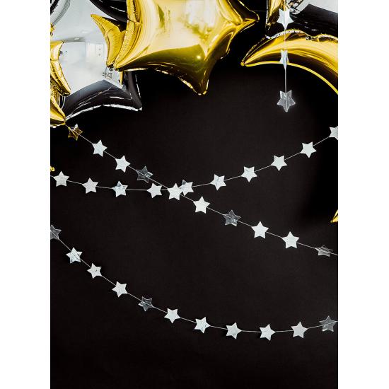 Guirnalda con estrellas plateadas (3,6 m)
