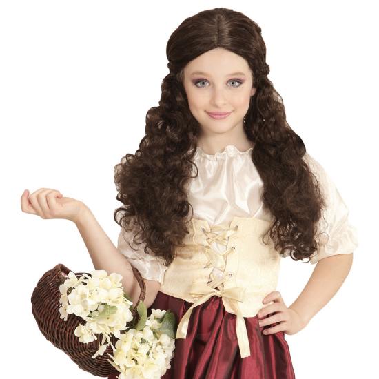 Peluca de tabernera castaña para niña