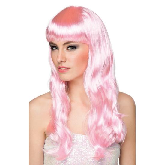 Peluca Rosa con Flequillo para adulta