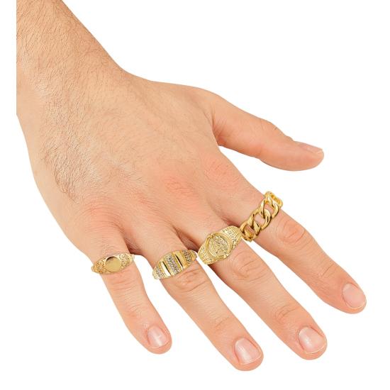 Anillos Oro Surtidos (Pack 4 Modelos) – Accesorio Top para Disfraz