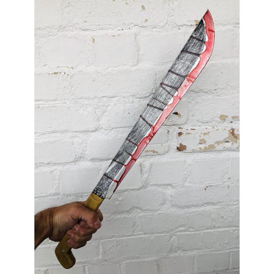 Bloody Machete – Arma Falsa, Cuchillo de jazon Manchado de Sangre, Accesorios de Halloween