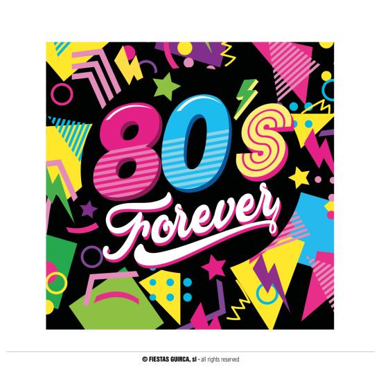 Bolsa 12 servilletas años 80 33 x 33 cms