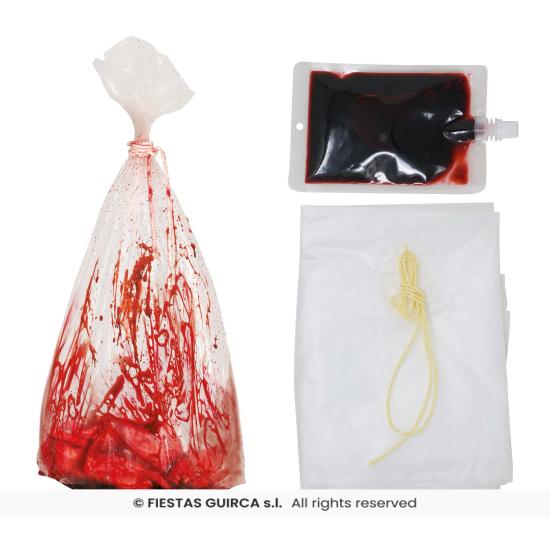 Bolsa ensangrentada con cuerda de 150 cms.