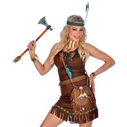 Bolso Indio Marrón con Flecos y Plumas