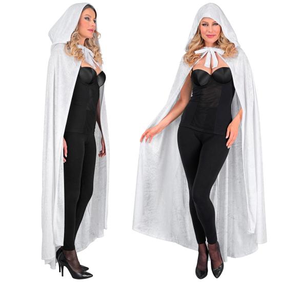 Capa con capucha de terciopelo blanco – 140 cm
